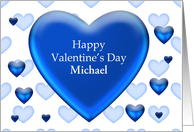 Custom Name Valentine Blue Hearts card