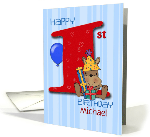 Custom Name Happy 1st Birthday, Kangaroo card (1356404)