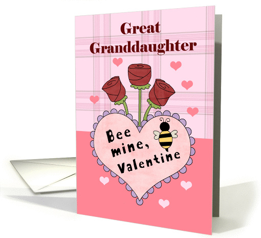 Great Granddaughter, Bee My Valentine card (1358106)