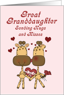 Great Granddaughter, Giraffes Valentine card