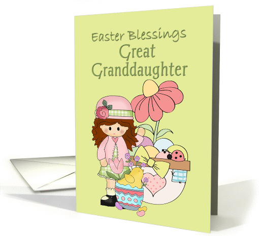Easter Blessings Great Granddaughter, Girl in pink card (1359080)