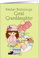 Easter Blessings Great Granddaughter, Girl in pink card