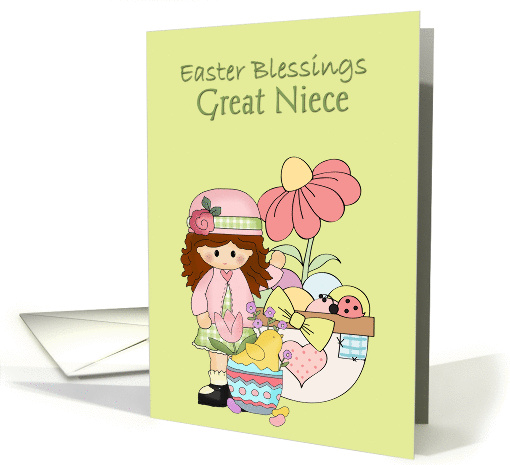 Easter Blessings Great Niece, Girl in pink card (1359082)