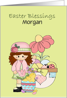 Easter Blessings Custom Name, Girl in pink card
