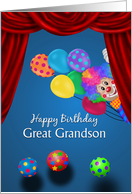 Great Grandson Birthday, Clown & Balloons card