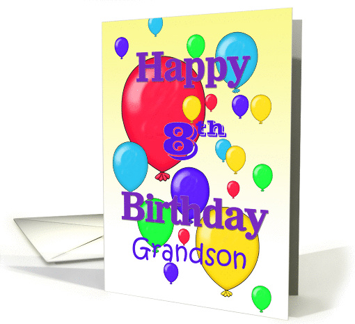 Happy 8th Birthday Grandson, Balloons card (1373992)
