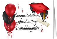A Graduation Congratulations Granddaughter, graduation, hat, balloons card