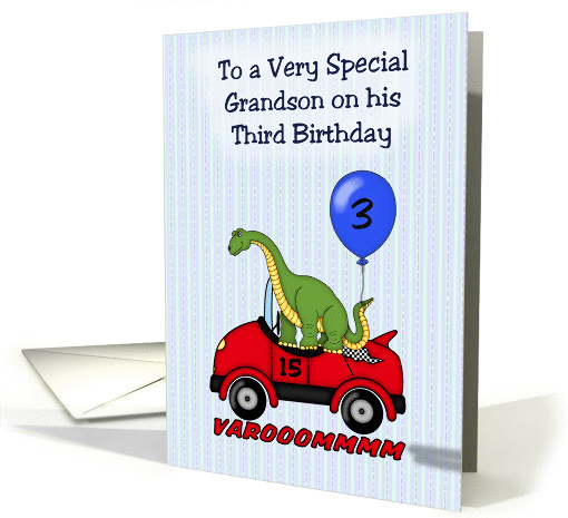 Grandson's 3rd Birthday, Dinosaur, car card (1399692)