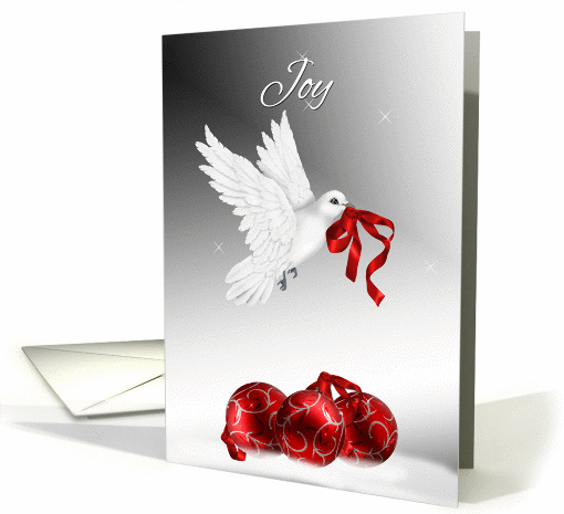 White Dove with Red Christmas Ornaments card (1409372)