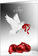 White Dove with Red Christmas Ornaments card