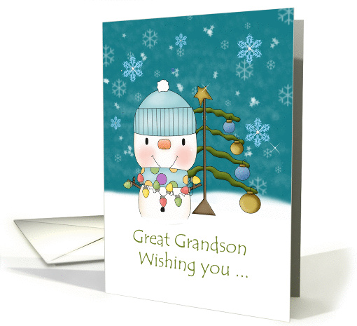 Merry Christmas Great Grandson Snowman card (1410380)