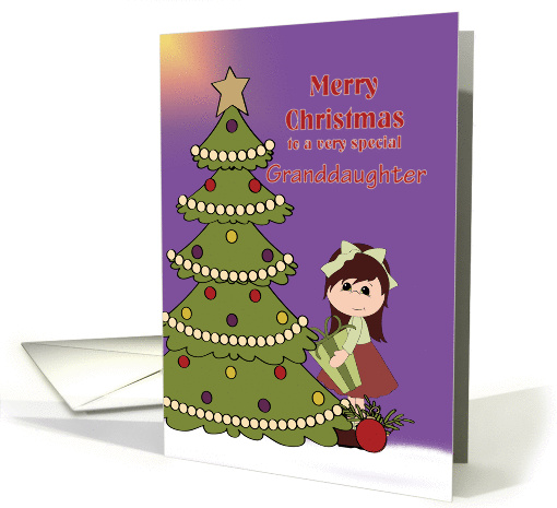Merry Christmas to a Very Special Granddaughter, Tree, Girl card