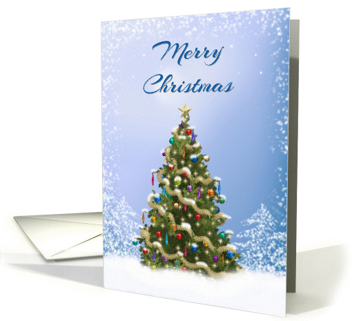 Merry Christmas, Decorated Tree in the snow card (1415210)