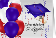 Congratulations Great Nephew, grad hat, balloons, degree card