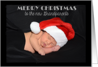 Merry Christmas to the New Grandparents, Baby with Santa Hat card
