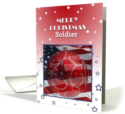 Merry Christmas Soldier, Flag and ornament card (1455376)