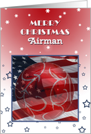 Merry Christmas Airman, Flag and ornament card