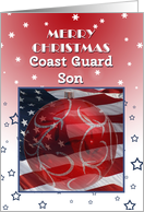 Merry Christmas Coast Guard Son, Flag and ornament card