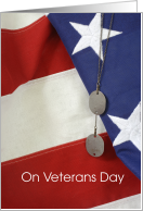 Veterans Day, Flag and Dog Tags card