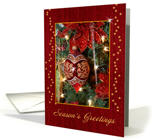 Season's Greetings, Red & Gold Ornaments card (1457102)