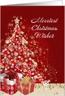 Merriest Christmas Wishes, Red with Tree and gifts card