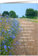 Cancer, What Lies Behind us Verse, Dirty Road with Flowers card