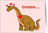 Grandson Valentine, Dinosaur, hearts card