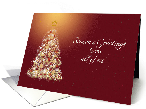 Business Seasons Greetings, red with decorated tree card (1583394)