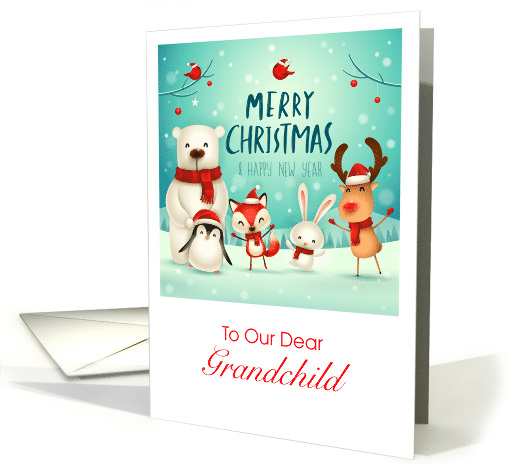 Grandchild Merry Christmas & Happy New Year Animals card (1588300)