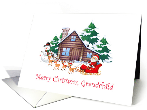 Grandchild Merry Christmas Cabin Santa & Sleigh card (1589700)