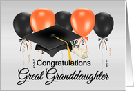 Great Granddaughter Congratulations For Graduation Orange & Black card