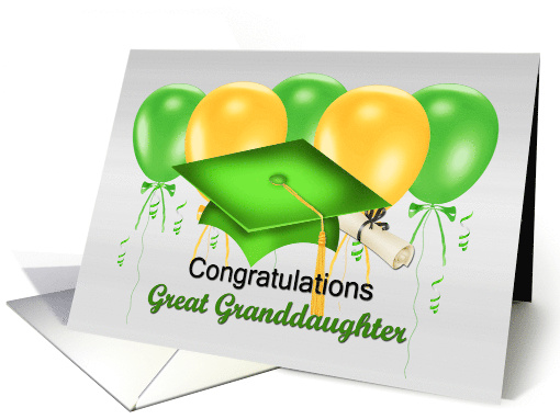 Great Granddaughter Congratulations For Graduation Cap Balloons card