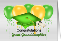 Great Granddaughter Congratulations For Graduation Cap Balloons card