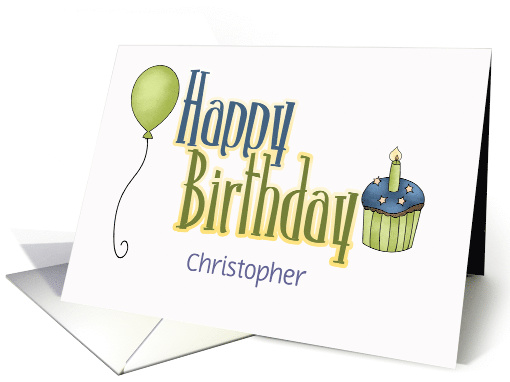 A Simple Custom Name Birthday, balloon, cupcake card (1614330)
