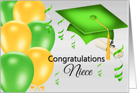 Niece Congratulations Graduation Cap Balloons Diploma card