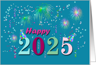 2025 New Year Fireworks and Streamers card