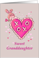 Granddaughter Valentine Bunny and Pink Hearts card