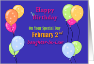 Daughter-in-Law Happy Birthday on Your Special Day Feb 2nd card