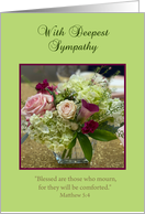 With Deepest Sympathy with a bouquet of pink and green flowers card