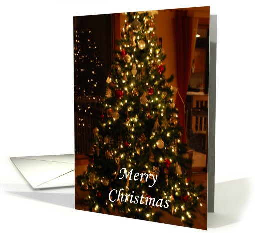 Christmas tree with lights card (707589)