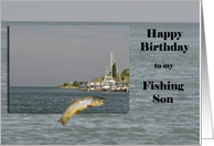 Lake Fishing, Happy Birthday Fishing Son card