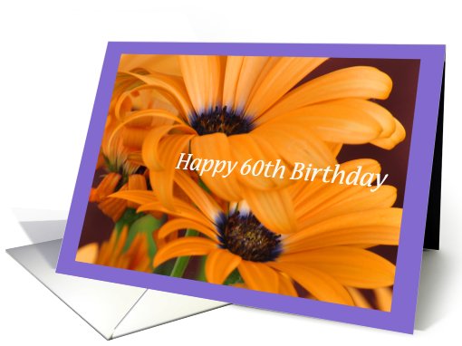 Orange Lilies, Happy 60th Birthday card (809779)