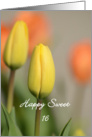 Happy Sweet 16, Yellow and Orange Tulips card