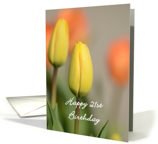 Happy 21st Birthday, Yellow and Orange Tulips card (811722)