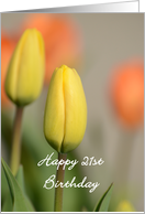 Happy 21st Birthday, Yellow and Orange Tulips card