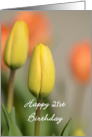 Happy 21st Birthday, Yellow and Orange Tulips card