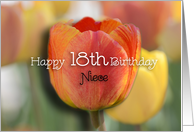 Happy 18th Birthday Niece, Orange and yellow tulips card