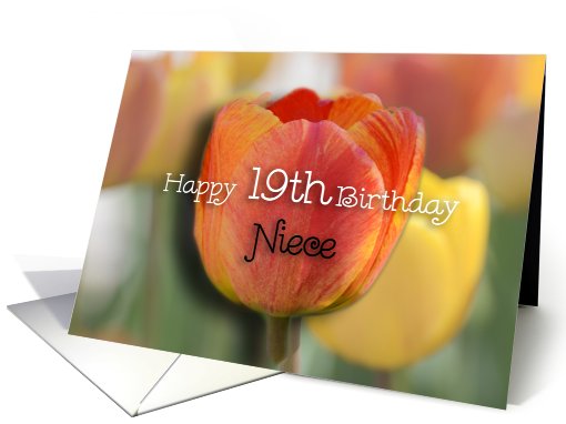 Happy 19th Birthday Niece, Orange and yellow tulips card (818496)