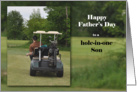 Happy Father’s Day to a hole-in-one Son, Guy in golt cart card