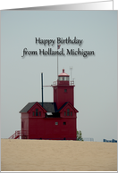 Happy Birthday from Holland, Michigan, Big Red lighthouse card